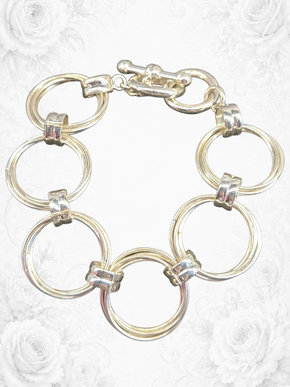 Linked Circle Bracelet - Silver Tone Jewelry